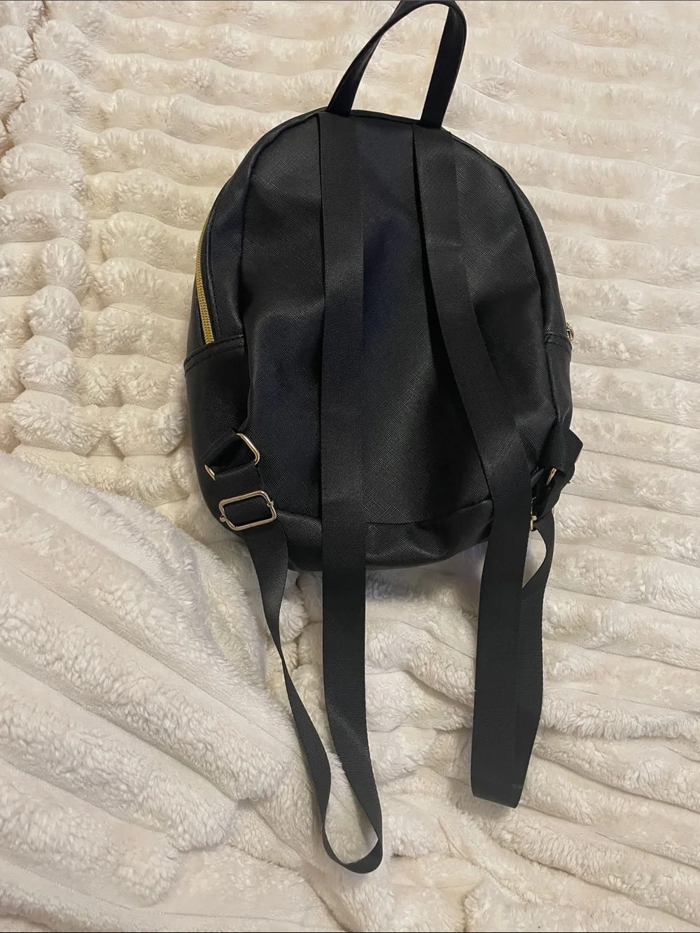 Betty Boop Black Mini Backpack with Red Heart Accents and Gold Zipper